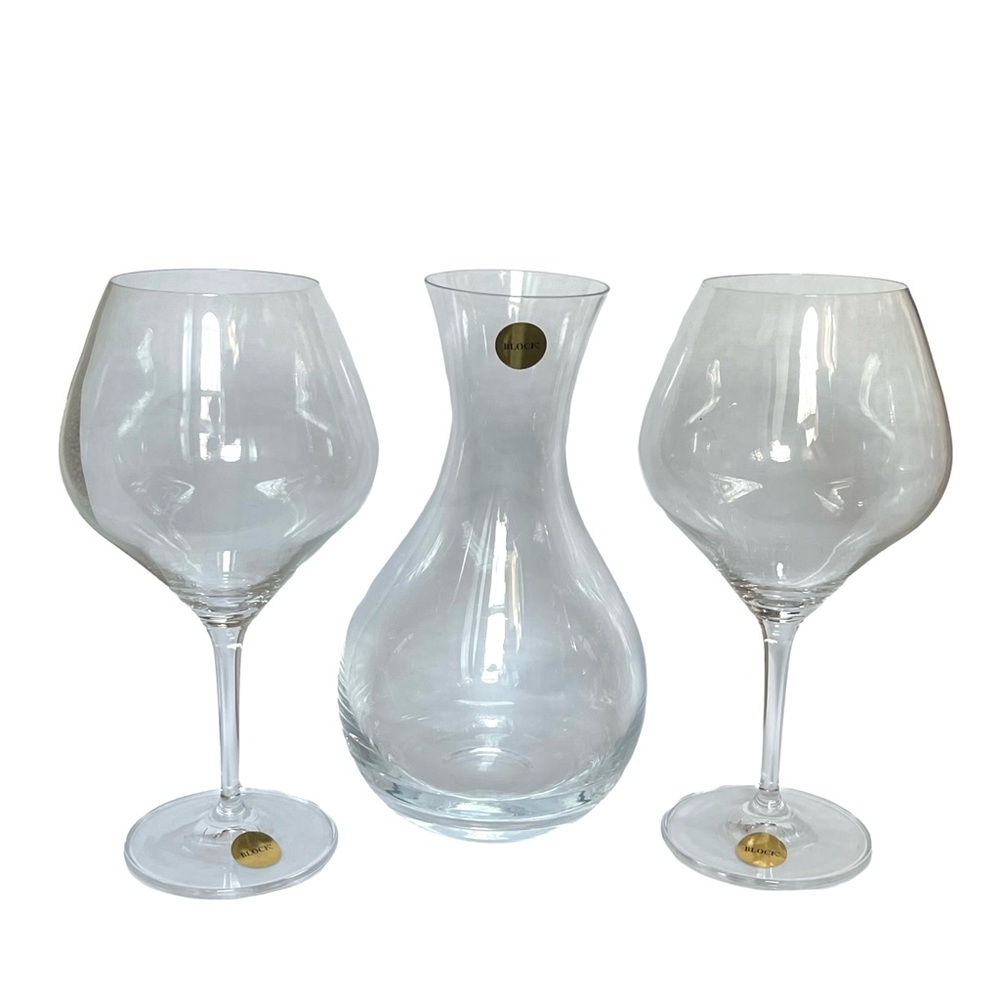 Block Celebration 3 pc Duet decanter/2 glasses wine gift set Czech Republic New.